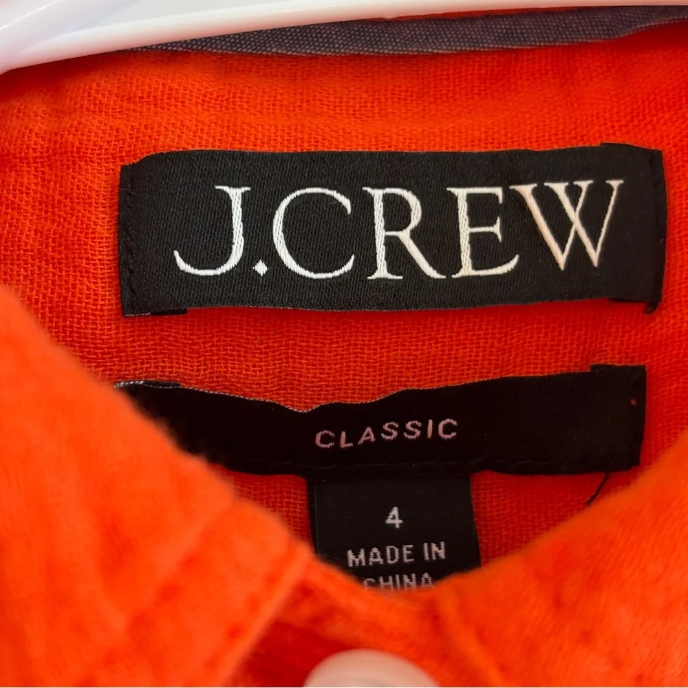 J. Crew Button Down Gauzy Top Women’s Size 4 Orange